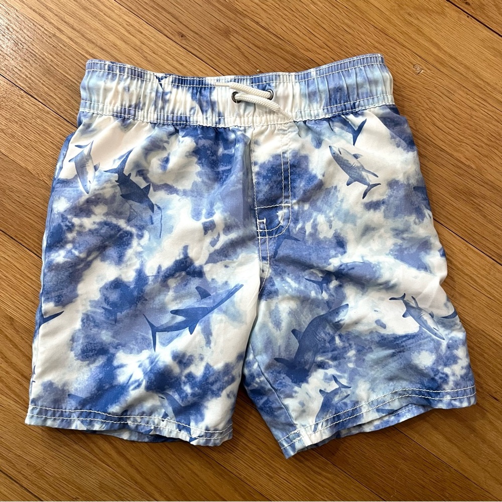 [3 for $15] OSHKOSH B’GOSH Blue and White Shark Tie Dye Swim Trunks (5/5A)